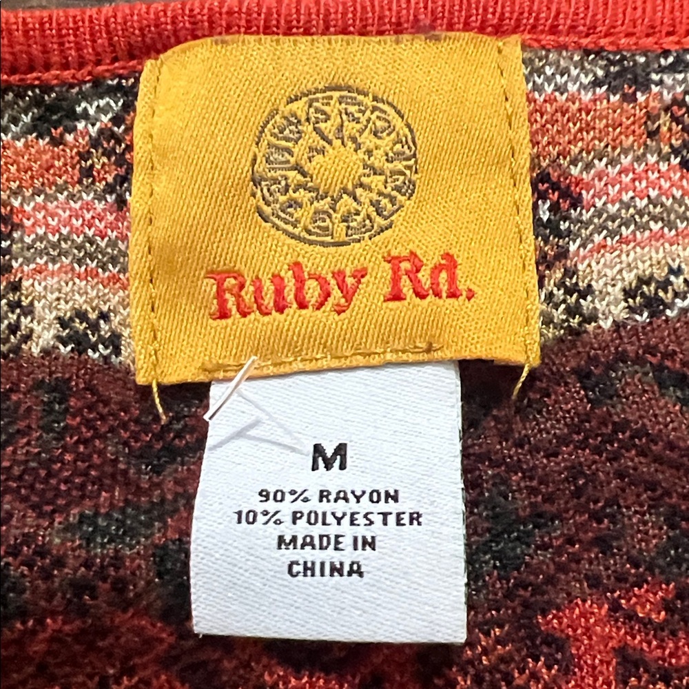 Ruby Rd. Size Medium Black And Orange Patterned T… - image 2